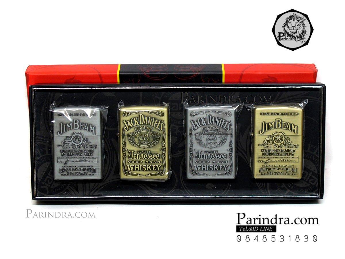 ไฟแช็คน้ำมัน ลาย สุรายี่ห้อ Jack Daniel's Jennessee Whisky สีทองเหลือง