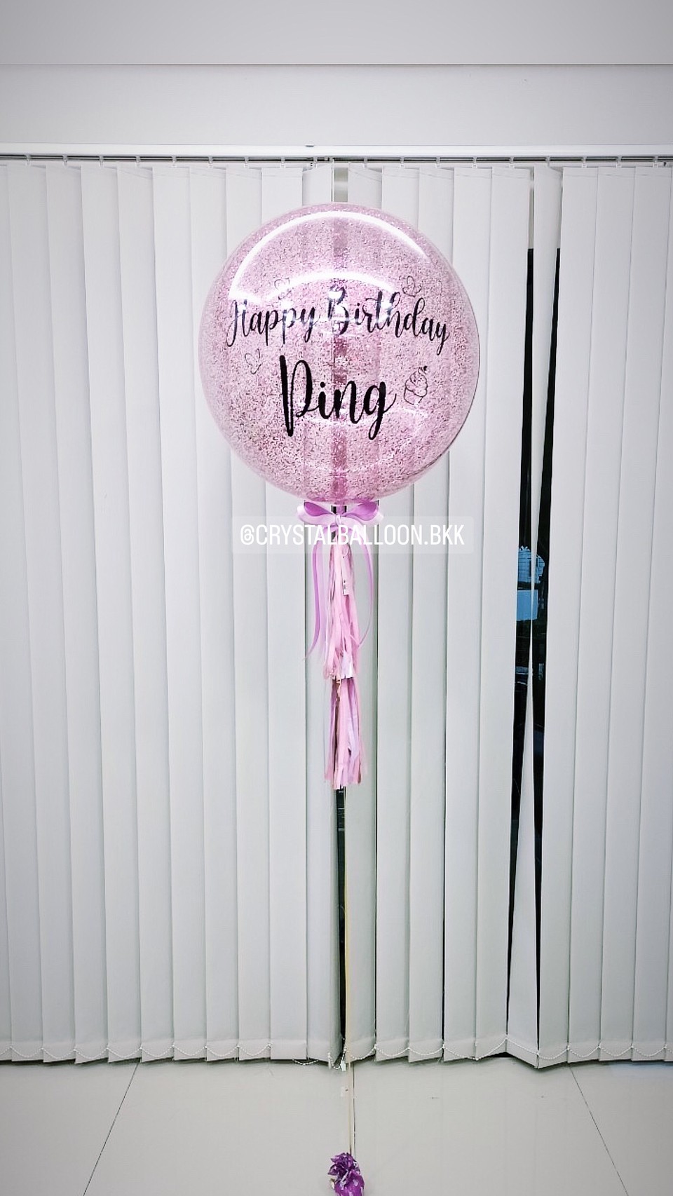 ลูกโป่ง วันเกิด Bubble ขนาด 24" พร้อม Theme สีชมพู พร้อมตกเเต่ง สามารถเปลี่ยนสีลูกโป่ง/เปลี่ยนข้อความ/เปลี่ยนขนาดได้
