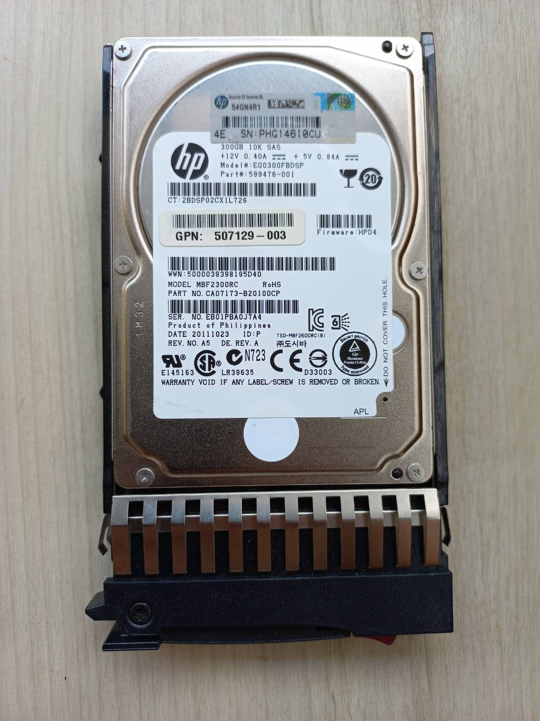 507127-B21, 599476-001, 507284-001 HP 300-GB 6G 10K 2.5 DP SAS.