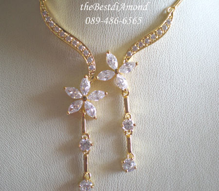 NL003+++สร้อยสังวาลย์ดอกไม้คู่+++หรูหรา สวยมั่กมาก ใส่ออกงานรับรองสวยแน่นอน ดูดีมีดีไซน์