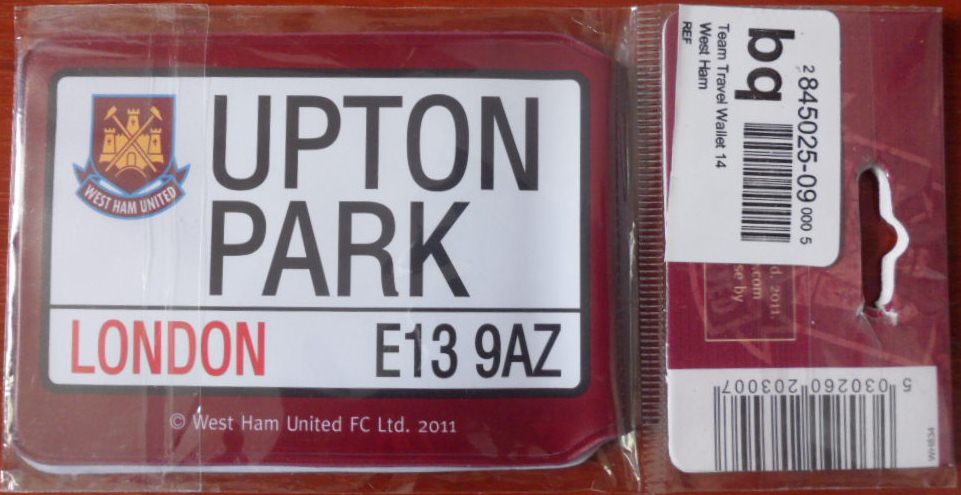 ซองพับใส่บัตร ฟุตบอล สโมสรเวสต์แฮม ยูไนเต็ด - ตราสโมสร WUFC ใหม่ / WESTHAM UNITED Football Club Travel Card Wallet - WUFC Logo NEW