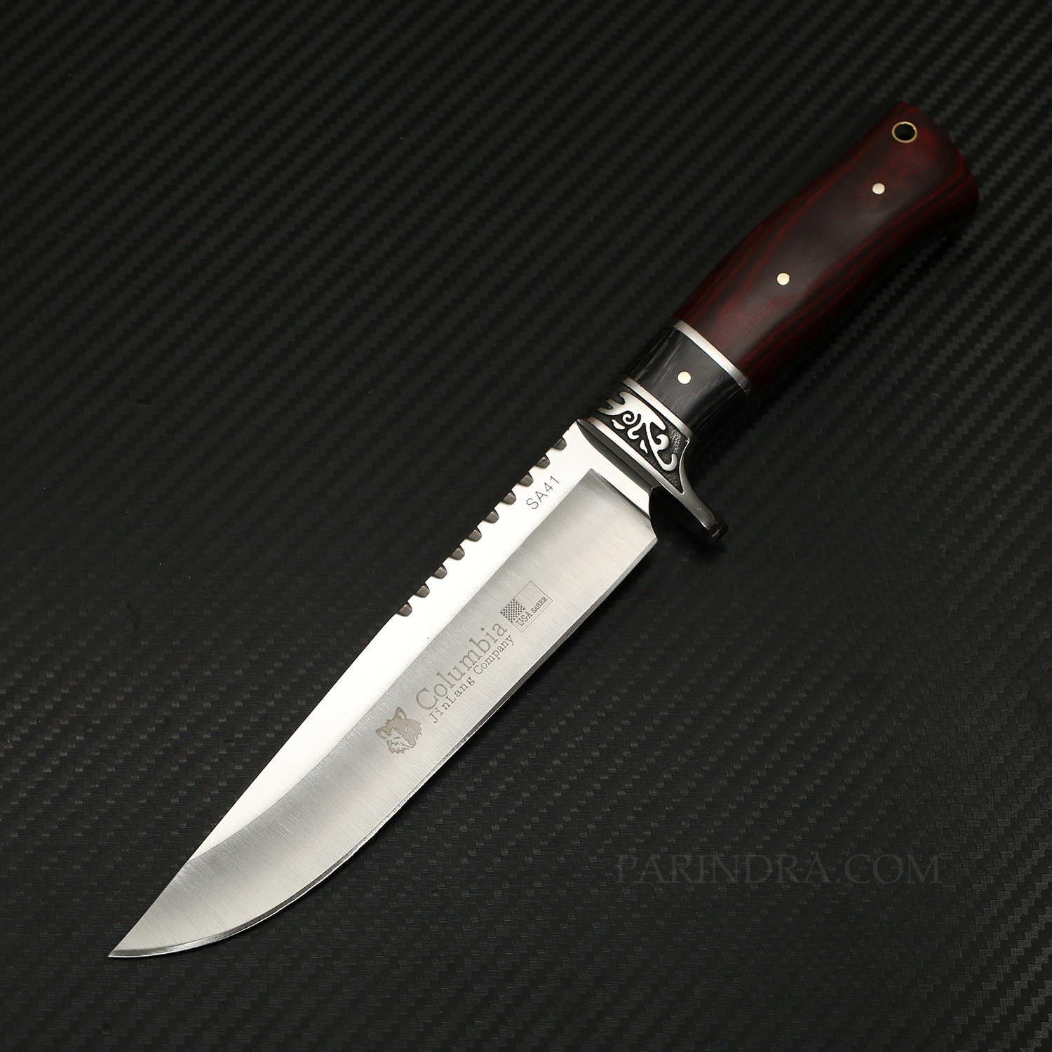 มีดเดินป่า COLUMBIA รุ่น SA41 ด้ามไม้สีน้ำตาลแดง ทรงใบมีดสวย