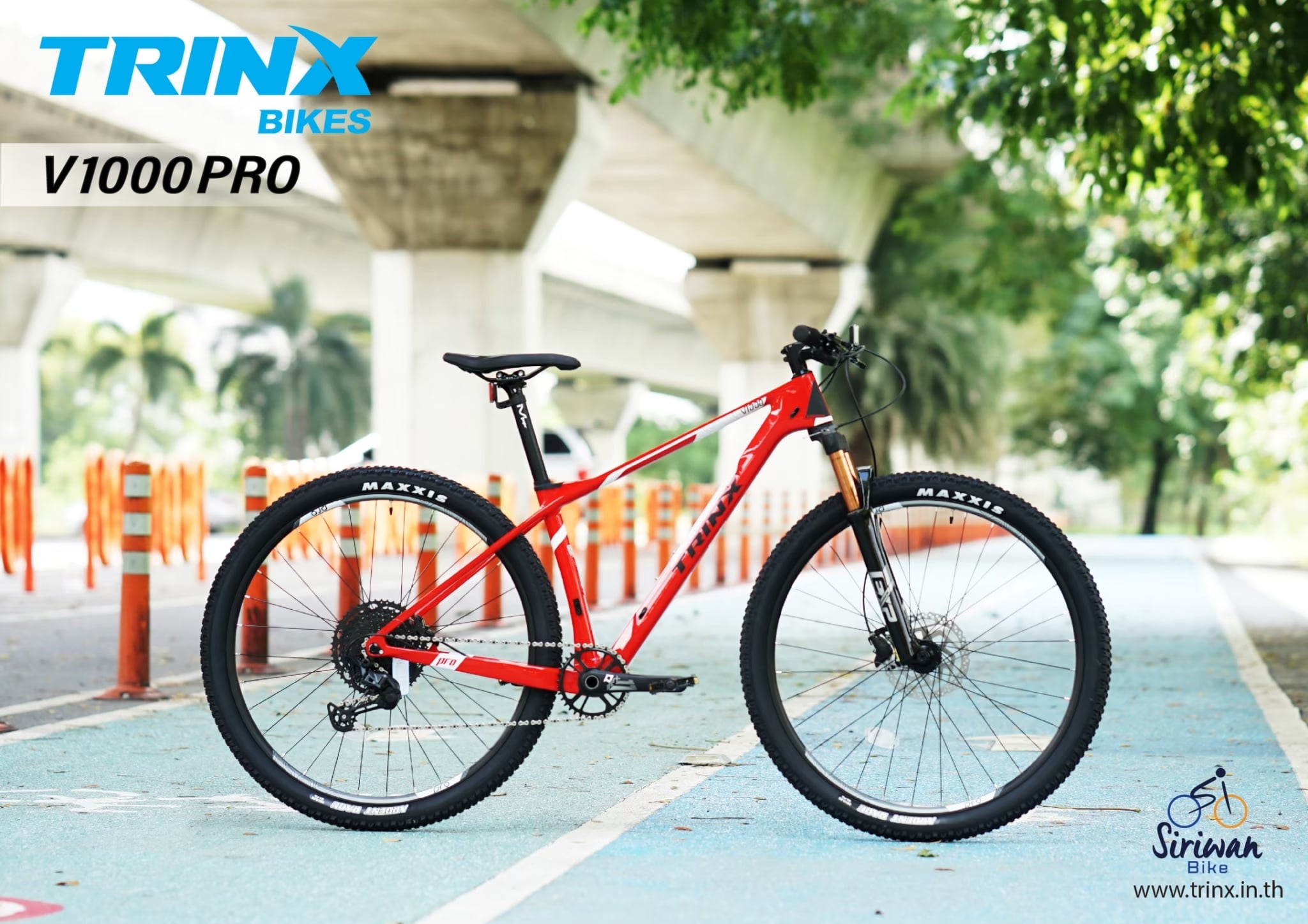 จักรยานเสือภูเขา TRINX V1000 Pro Thru-Axle 29er wheelset, CARBON Frame, 29er 12สปีด เกียร์ SLX TRINX MY2022