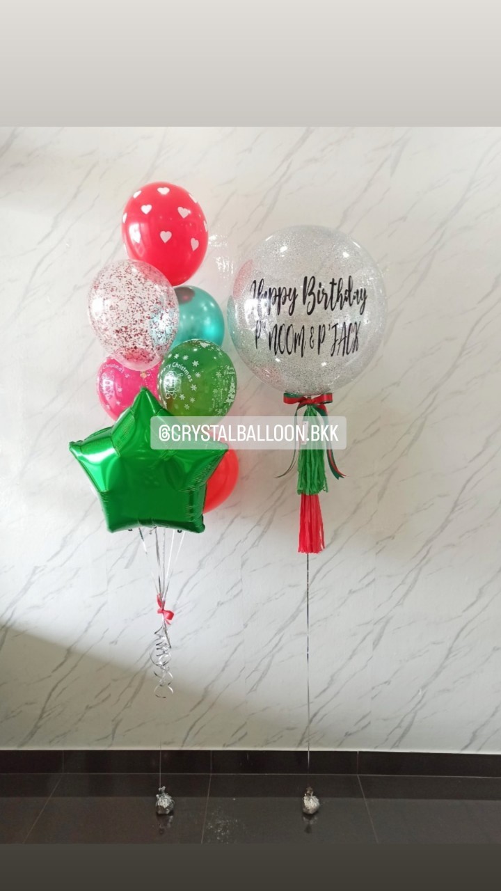 ลูกโป่ง วันเกิด Bubble ขนาด 24" สีเงิน พร้อม ช่อลูกโป่งฟอยล์ดาว ขนาด 24" ช่อ 8 ลูก 1 ช่อ พร้อมตกเเต่ง สามารถเปลี่ยนลูกโป่ง/เปลี่ยนขนาด/เปลี่ยนข้อความ/เปลี่ยนสี-ฟอยล์ตกเเต่งได้
