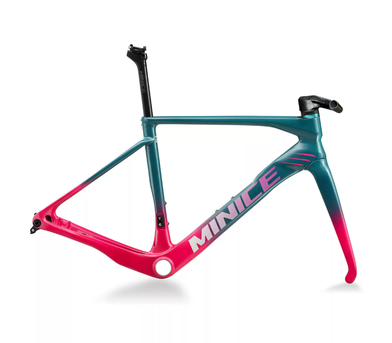 Monas Minice R1 PB Carbon Road Bike Frame – Flat-Bar Aero Frame, 1180g Lightweight, Disc Brake & 2×12 Compatible