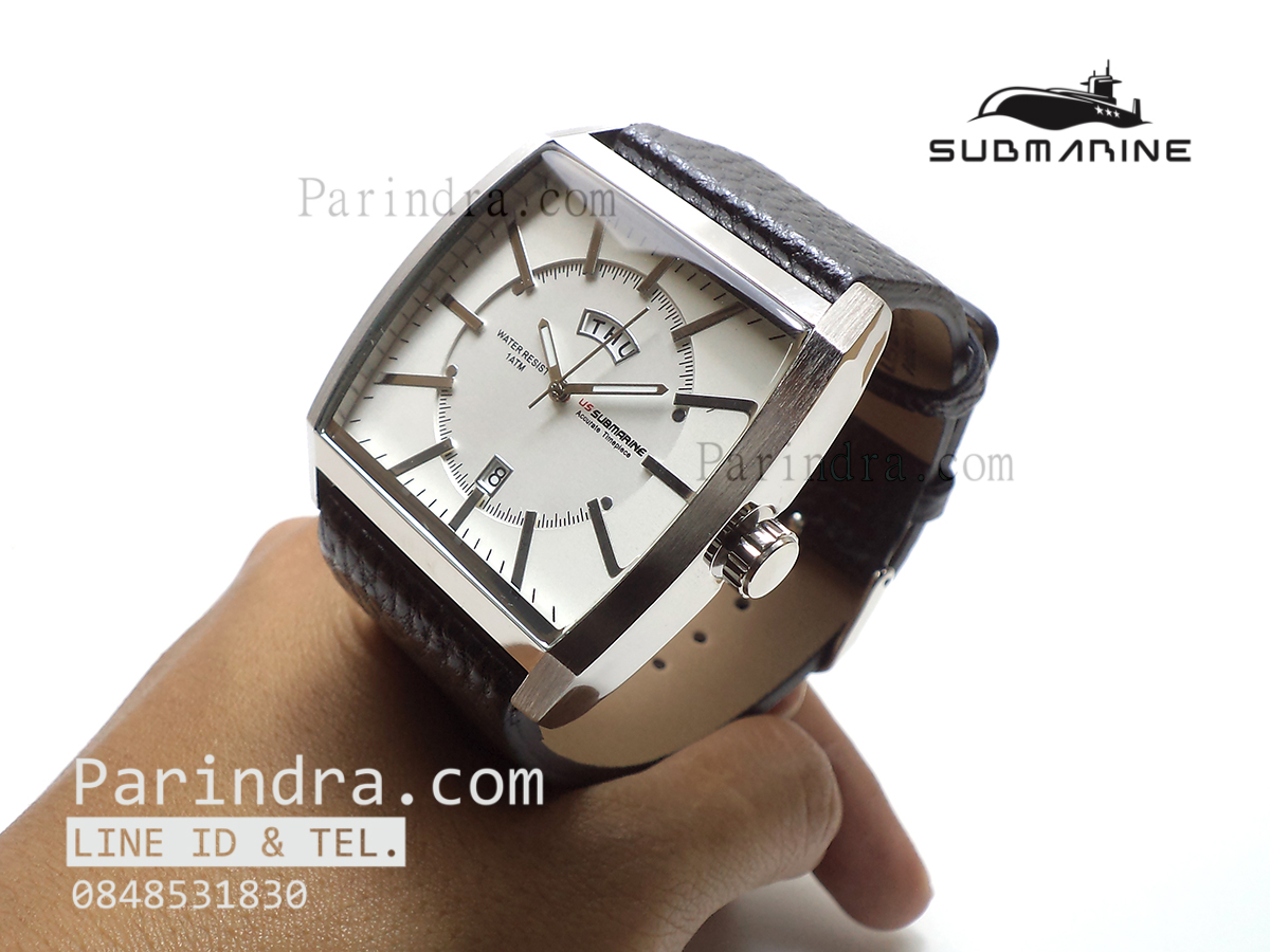 นาฬิกา US Submarine J103MDD ของแท้ 100 % สายหนังดำหน้าปัดขาวเข็มเงิน