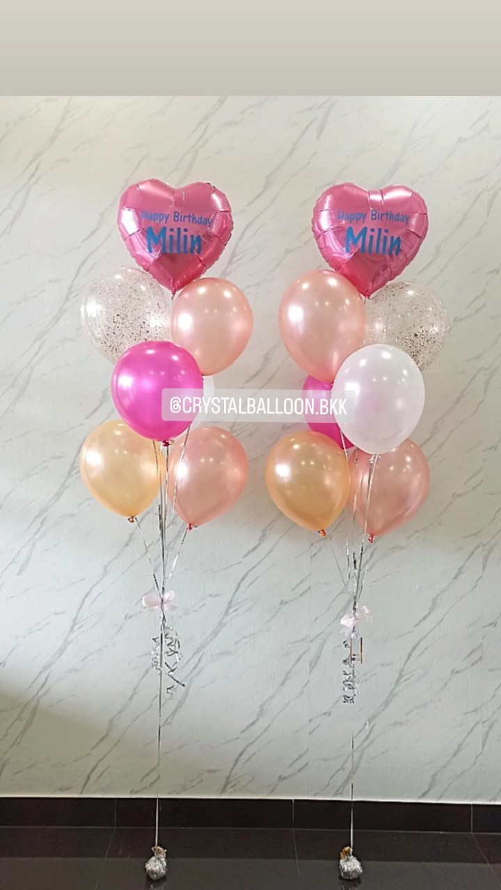ลูกโป่ง วันเกิดเด็ก ช่อลูกโป่งฟอยล์หัวใจ ขนาด 18" ช่อ 7 ลูก 2 ช่อ พร้อมตกแต่ง สามารถเปลี่ยนสีลูกโป่ง/เปลี่ยนข้อความ/เปลี่ยนฟอยล์ตกแต่งได้