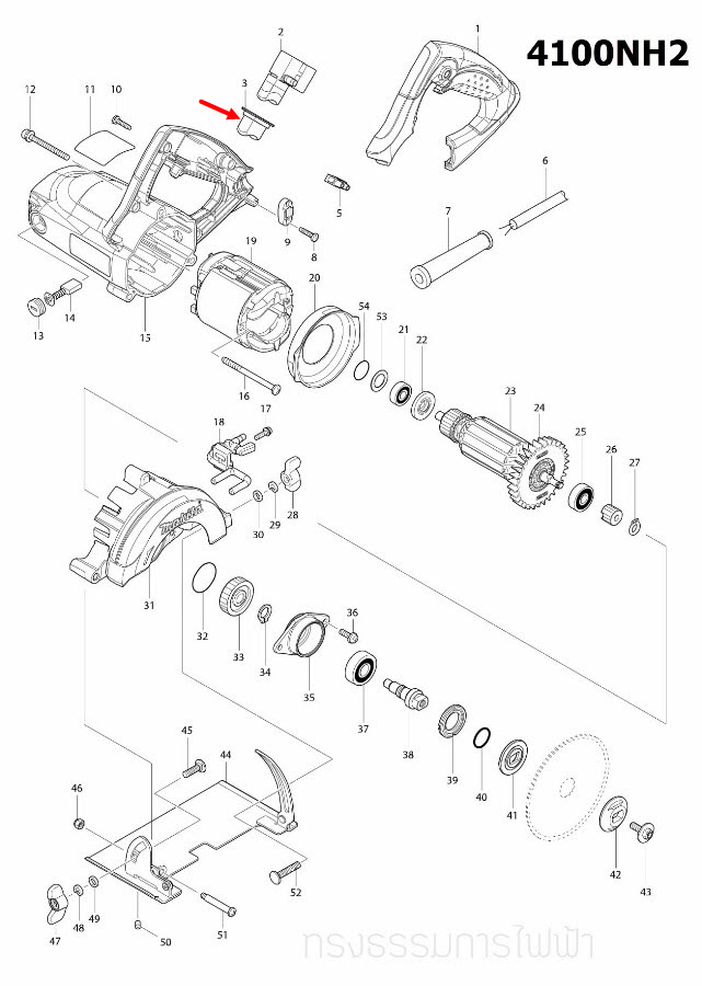 ยางหุ้มสวิทช์กันฝุ่น เครื่องตัดคอนกรีต Maktec MT410,MT413, M4101XB, 4100NH2 [#3] Pn.421812-2 (แท้) ##