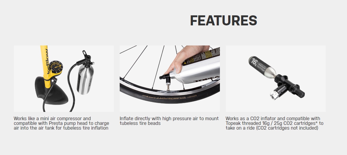 TOPEAK TUBIBOOSTER 2 in 1 air compressor, TUB-BST ถังสูบลม