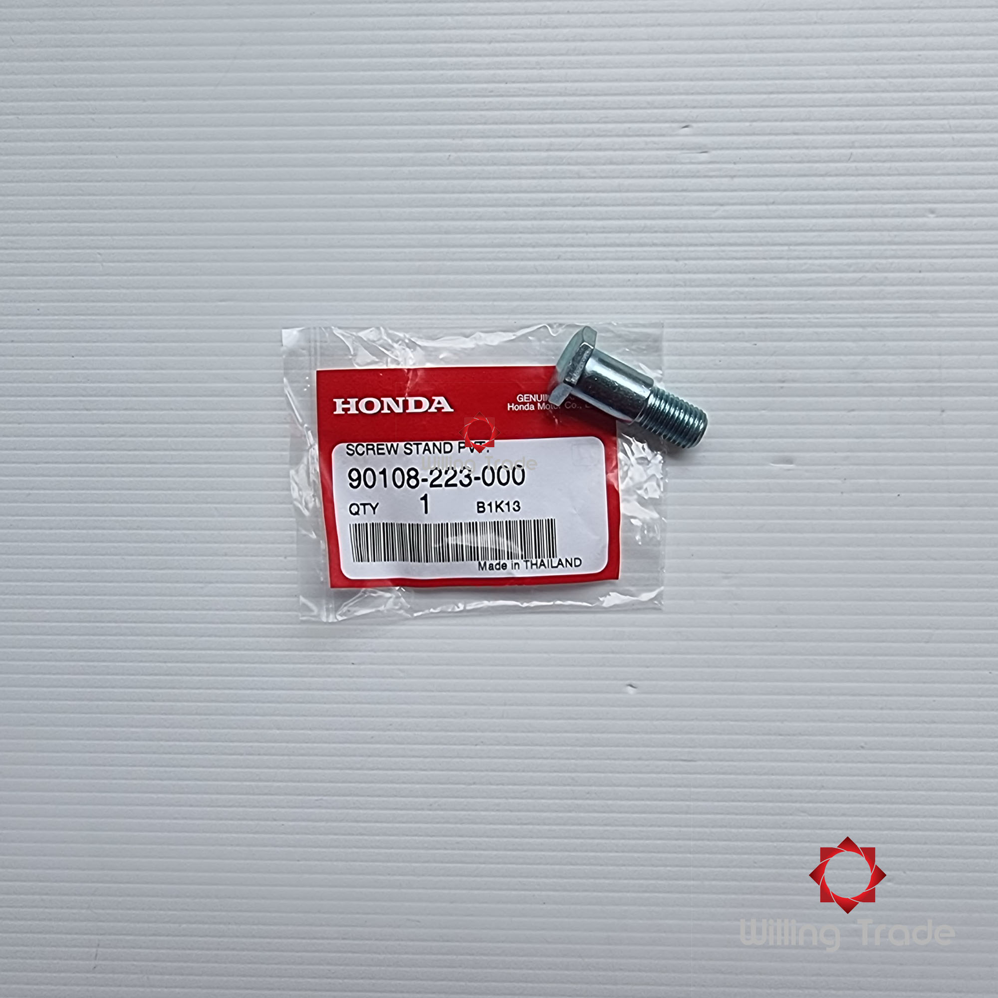 สกรูขาตั้งข้าง (A300) HONDA: (90108-223-000): DASH ทุกรุ่น, SONIC เก่า-ใหม่, WAVE110I 2011-2019, 2011 รุ่นท่อรอด, 2014 รุ่นท่อตรง, 2019 ไฟหน้า LED รุ่นแรก ... แพ๊คละ 1 ชิ้น... [แท้ศูนย์ 100%] ...กลุ่มอะไหล่ขาตั้ง ... SCREW STAND