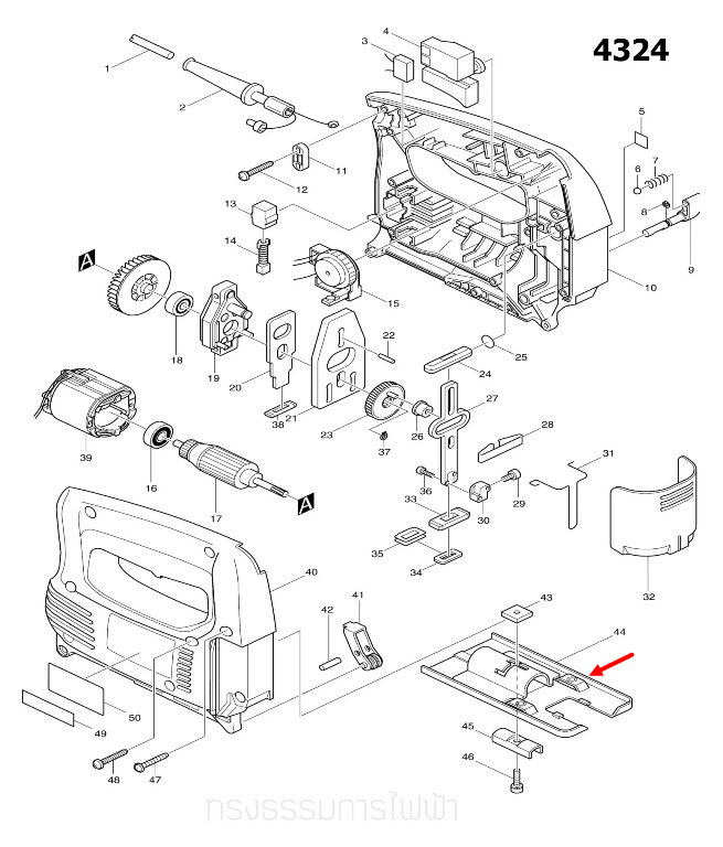 ฐานจิ๊กซอว์ จิ๊กซอว์ มากีต้า-Makita MT431 [#45], M4301, 4323 [#23], 4324 [#44], 4327 [#45] Pn.163397-9 (แท้) ##(*)
