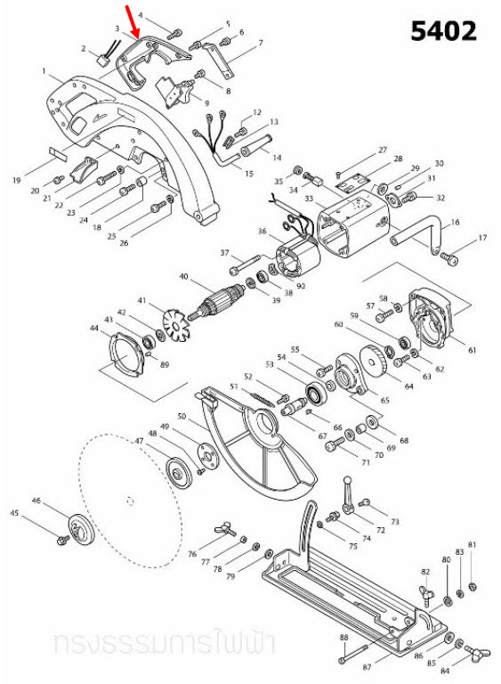 ฝาปิดด้ามจับ เลื่อยวงเดือน Makita มากีต้า 5402 Pn.312870-8 (แท้) ##