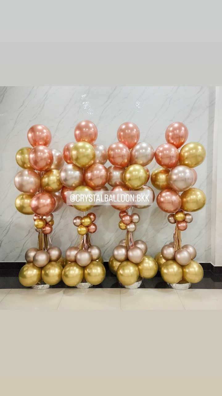 เสาช่อลูกโป่ง แบบลม ลอยนาน ช่อละ 10 ลูก 4 เสา พร้อมตกแต่ง สามารถเปลี่ยนสีลูกโป่งได้