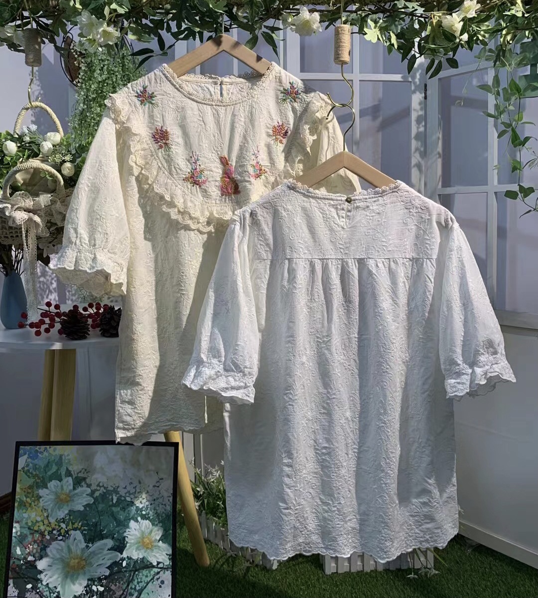เสื้อผ้าลูกไม้ลายปักกะต่ายแต่งระบาย