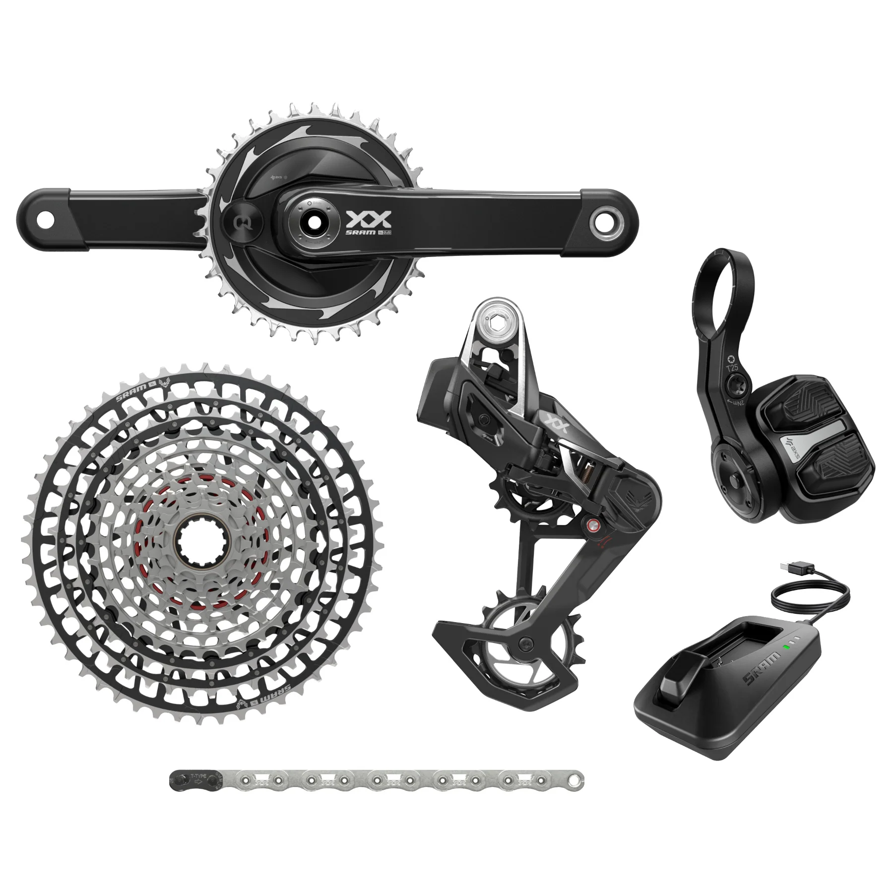 SRAM XX SL Eagle AXS Powermeter ชุดเกียร์เสือภูเขา ไร้สาย 100% 12 Speed