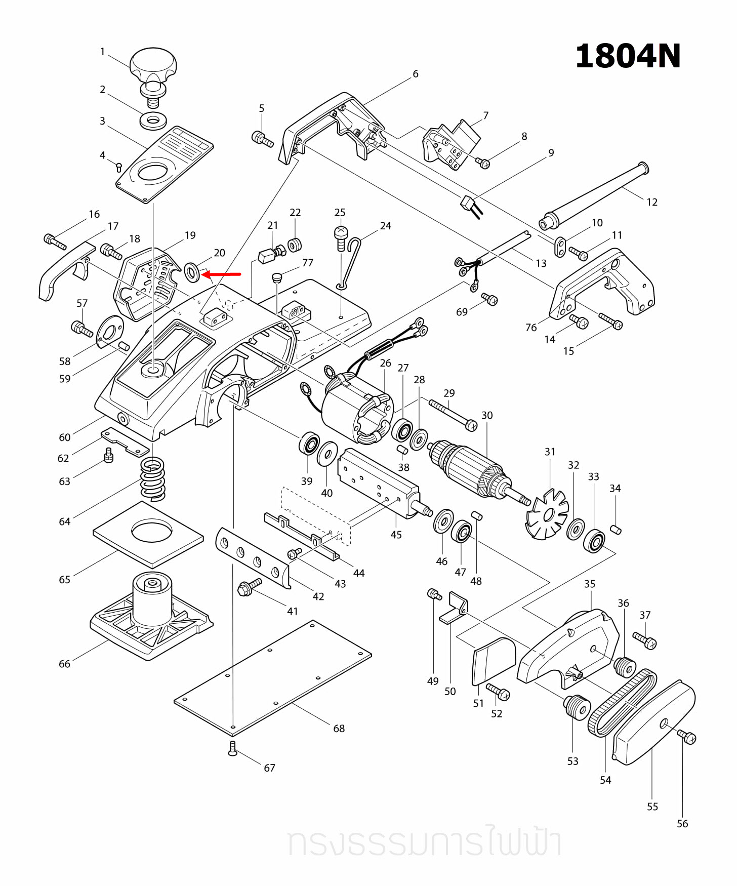 INSULATION WASHER เลื่อยวงเดือน Makita มากีต้า 5402, HM1201, 1804N, 1805N, 2414, 5103N, 5201N, 5401N, 3501N Pn.681002-1 (แท้)+