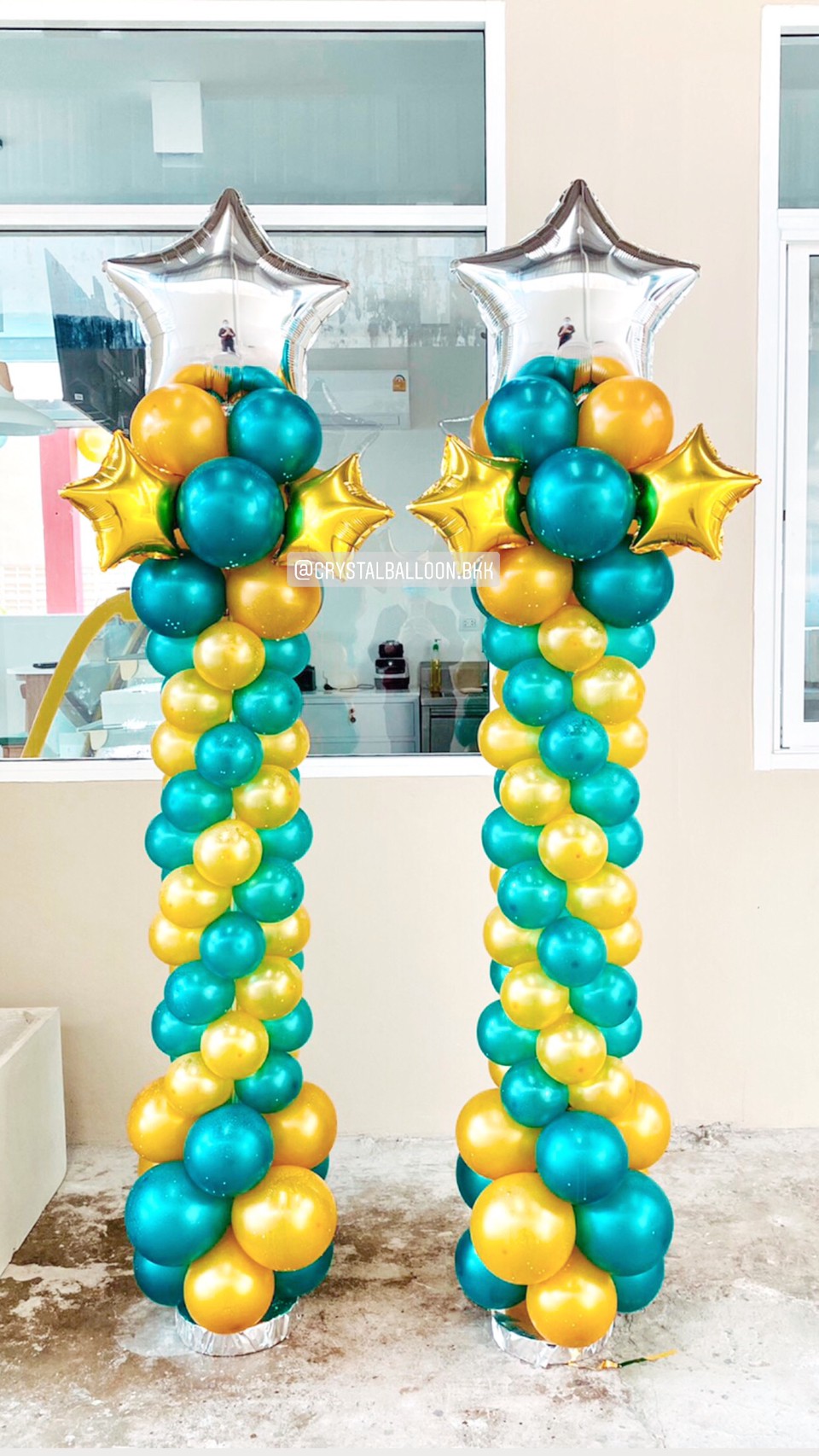 เสาลูกโป่ง Grand Opening 2 ต้น พร้อมตกแต่ง สามารถเปลี่ยนสีลูกโป่ง/เปลี่ยนฟอยล์ตกแต่งได้