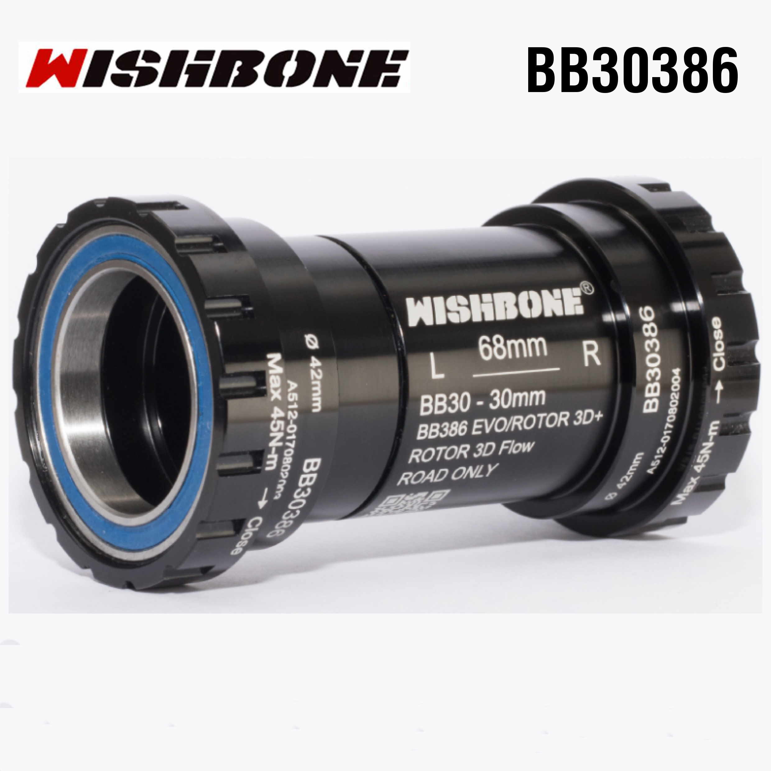 กะโหลก WISHBONE BB386 Ceramic | Shimano HT2 / SRAM DUB / Praxis M30 | เฟรมมาตรฐาน 46x86.5mm | น้ำหนักเบา 121–130 กรัม | รับประกัน 2 ปี