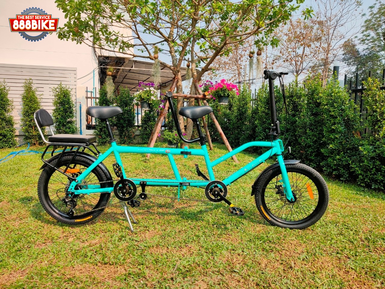 K-POP LG450 จักรยานสองตอน Tandem bicycle Double Folding Bike เกียร์ 8 สปีด พับได้ ล้อ 20นิ้ว เฟรมเหล็ก ปี 2023