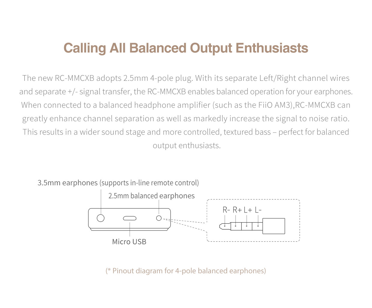 ขาย FiiO RC-MMCXB สายหูฟัง MMCX แบบ 2.5 balanced