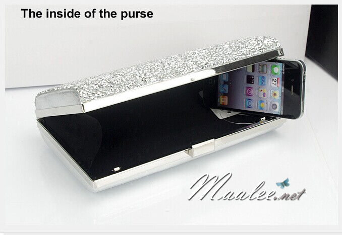 พร้อมส่ง Evening Clutch กระเป๋าออกงาน ทรงสี่เหลี่ยม พร้อมสายโซ่ยาว อัดคริสตัลเม็ดเล็ก สวยหรู สีทอง