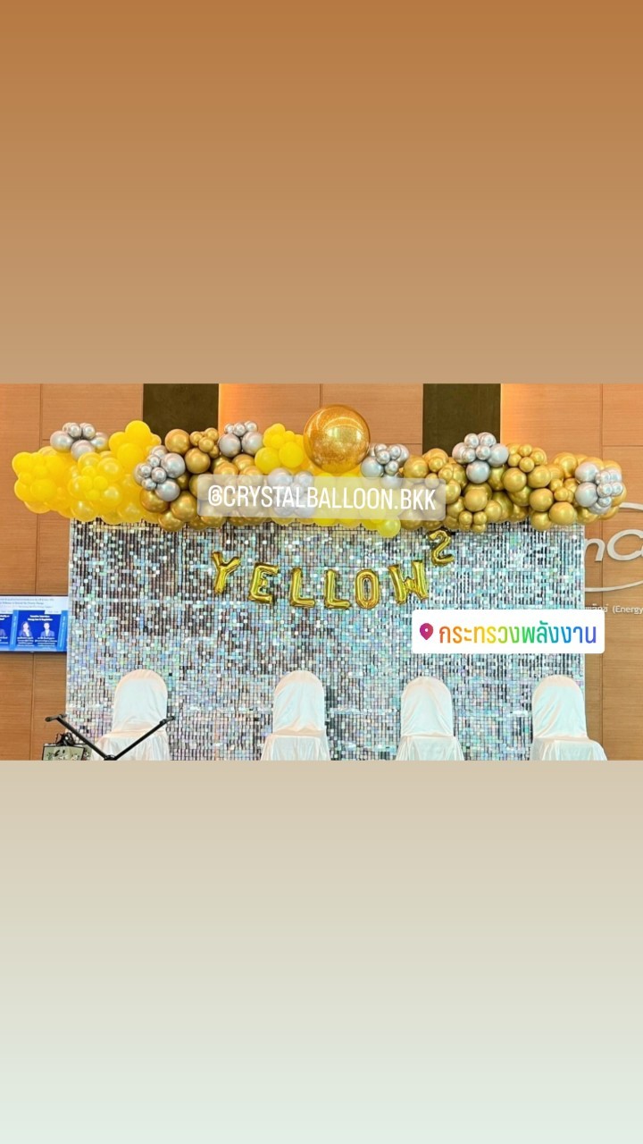 Organic Backdrop ฉากวิบวับ สีเงิน ขนาด 2.5x4 เมตร พร้อม ฟอยล์ตัวอักษร ขนาด 16" 7 ตัวอักษร พร้อมตกแต่ง สามารถเปลี่ยนสีลูกโป่ง/เปลี่ยนสี-ฟอยล์ตัวอักษรได้