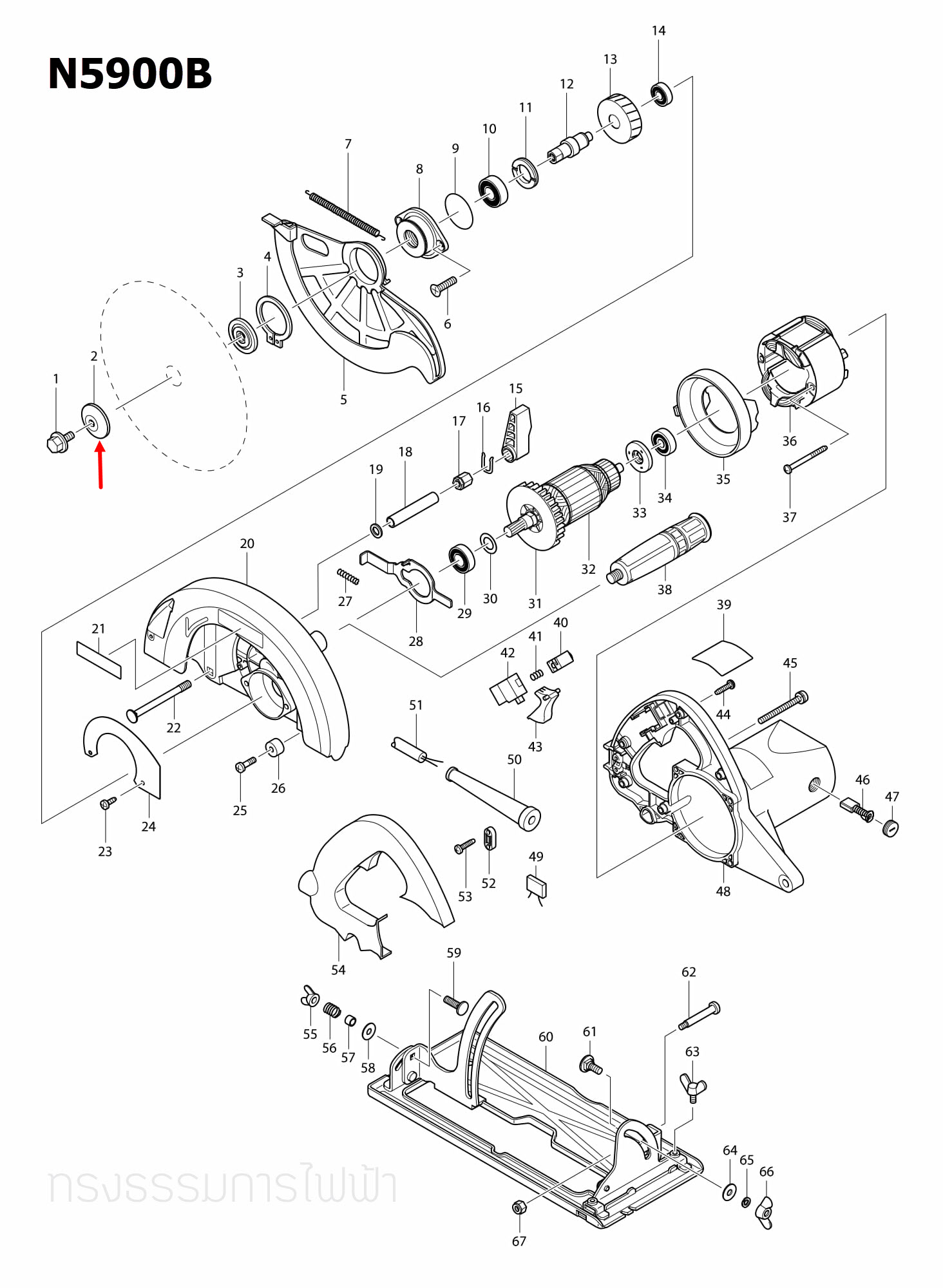 OUTER FLANGE 42 เลื่อยวงเดือน Makita มากีต้า N5900B [#2], 5901B Pn.224301-4 (แท้) ##(*)