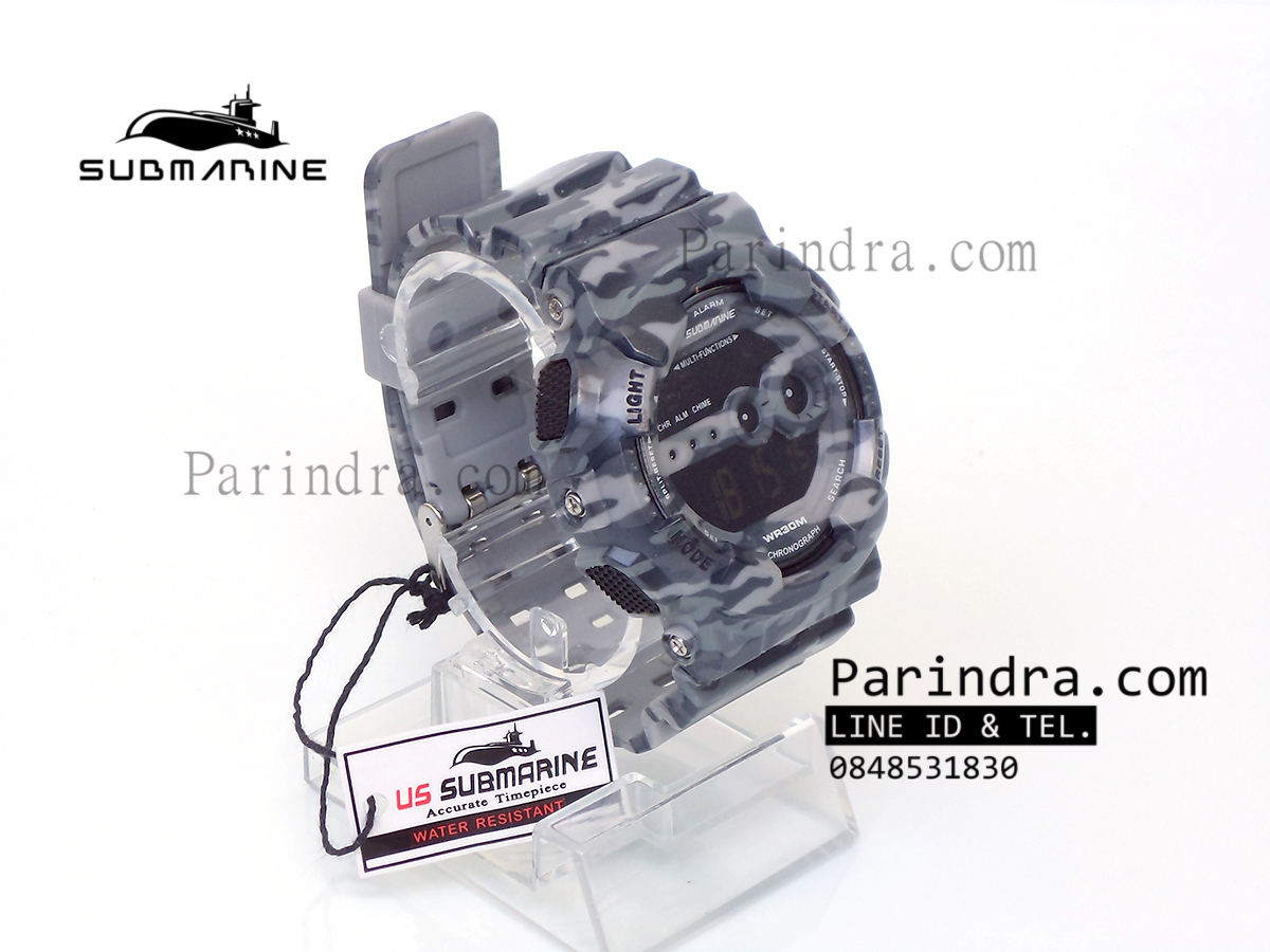 นาฬิกา US submarine รุ่น TP1340M (Military) สีลายพรางทหารสีเทาอ่อน หน้าปัดพื้นดำ