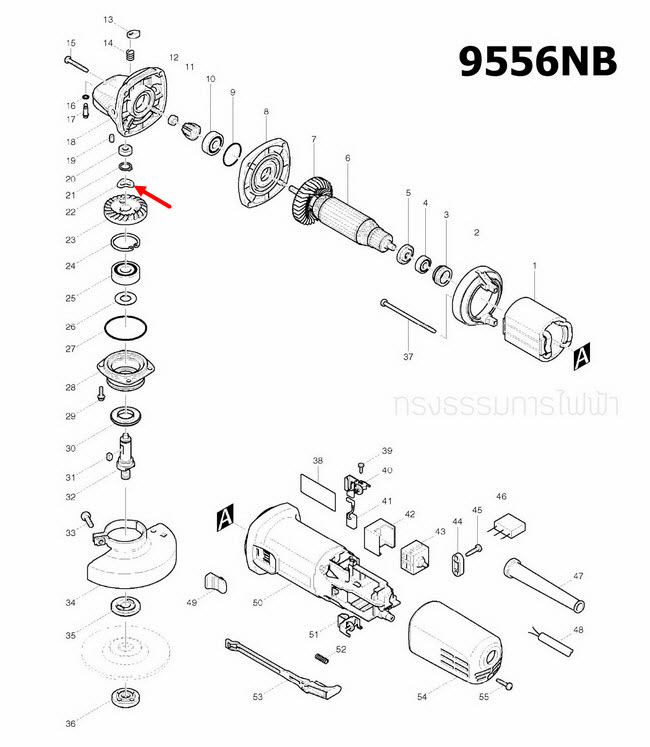 WAVE WASHER 12 หินเจียรไฟฟ้า Makita-มากีต้า 9556,NB,HN,HP,9553NB [#22] Pn.267794-2 (แท้) ##(*)