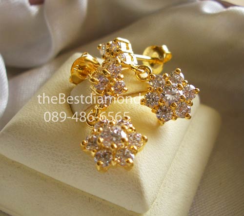 BE812+++ต่างหูเพชร ตุ๊งติ้ง ดอกไม้ 2+++ต่างหู cz สุดสวย น่ารัก เป็นรูปดอกไม้ ตุ้งติ้ง ไม่เวอร์เกินไป หรูหราพอสมควร ดูดีมีระดับ เพชรระยิบระยับเลยค่ะ