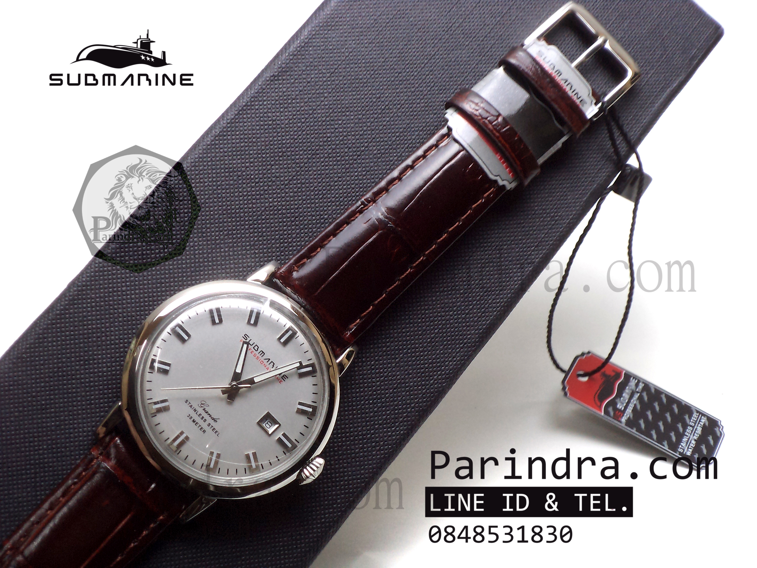 นาฬิกา US submarine Pro รุ่น SUB201M สายหนังสีน้ำตาล หน้าปัดสีเงิน Japan Movement