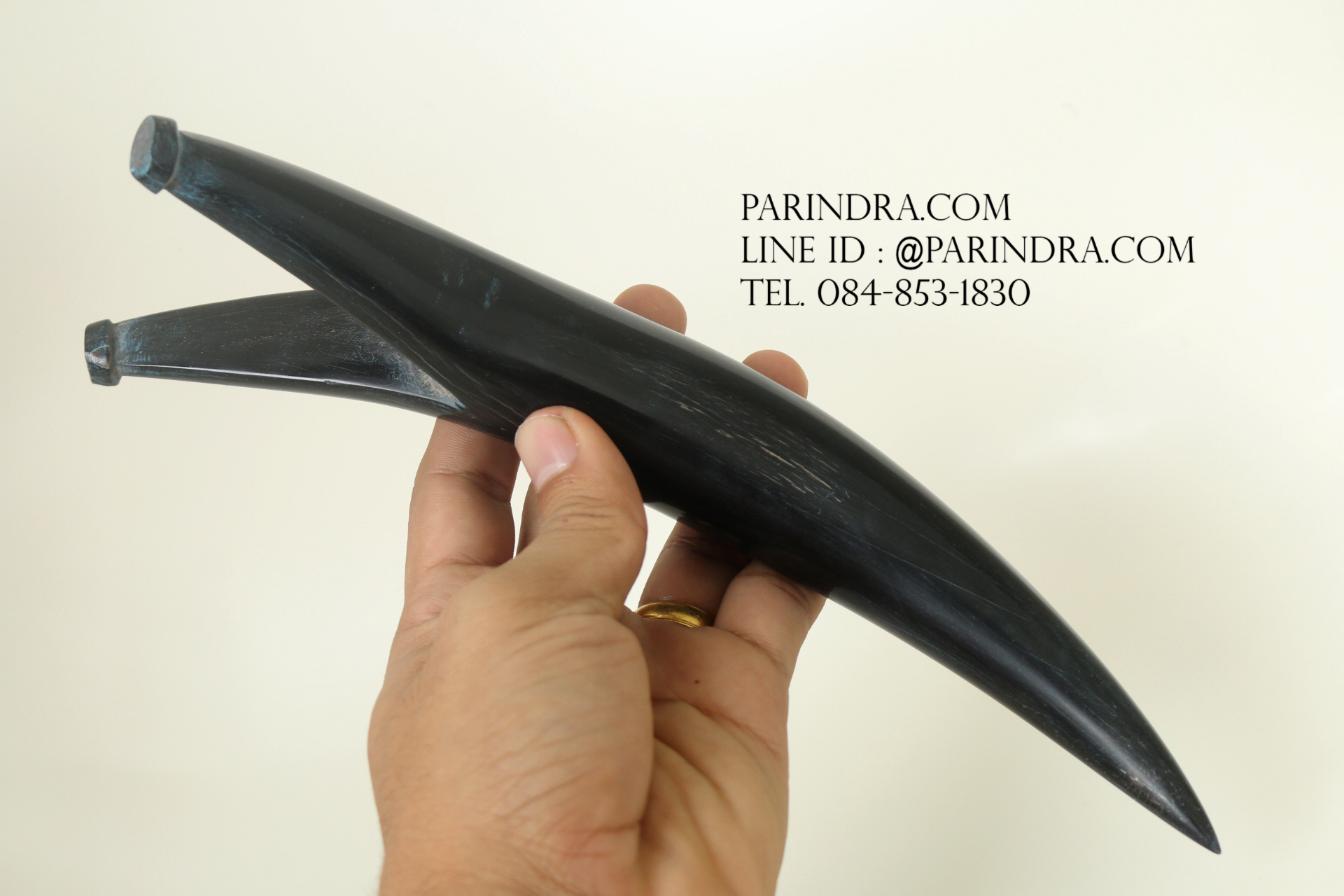 หนังสติ๊กเขาควายตัน สีดำสนิท โค้งงอ เข้ารูปสวยงาม #BAF003