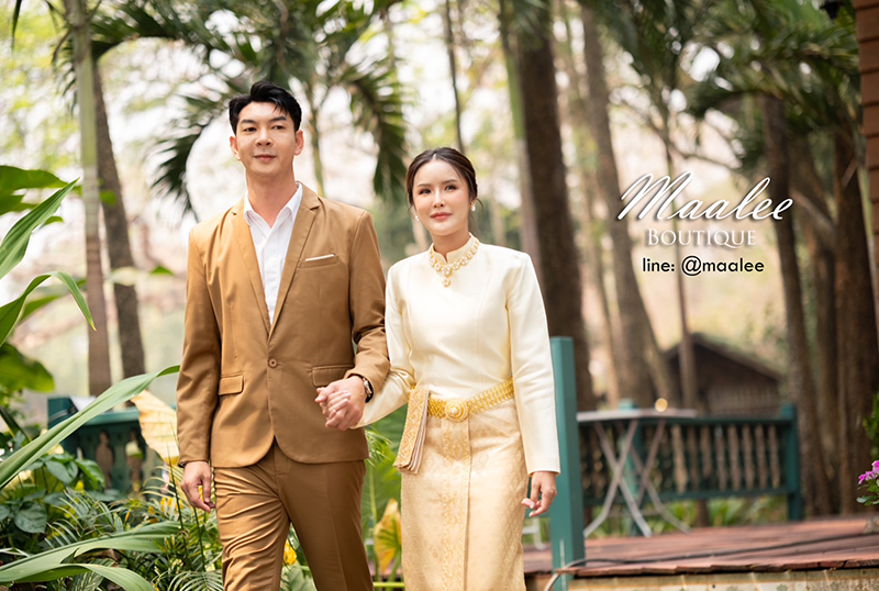 พร้อมเช่า ชุดสูทชาย น้ำตาลทอง สูทเพื่อนเจ้าบ่าว รุ่นกระดุมเดียว (ไม่มีเสื้อกั๊ก)