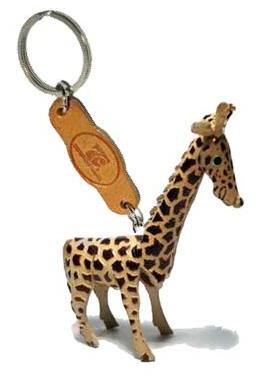 พร้อมส่ง พวงกุญแจหนังแท้ Handmade รูปยีราฟ