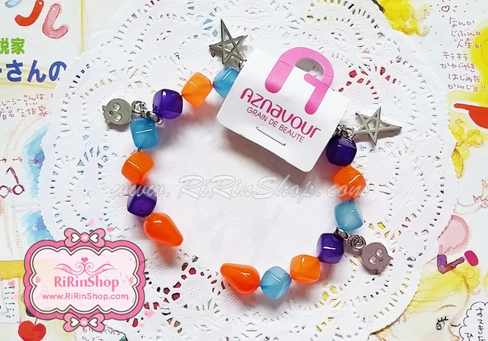 Aznavour กำไลข้อมือเซลลูโลสทรงลูกเต๋าจี้ดาว (Orange)