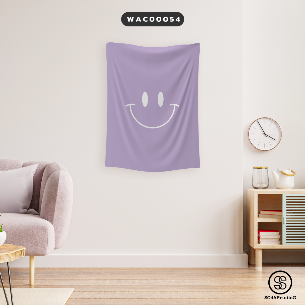 ผ้าติดผนัง ผ้าแขวนผนัง ผ้าตกแต่ง Smiley สีม่วง WCA00054 #SOdAhome #WallCloth