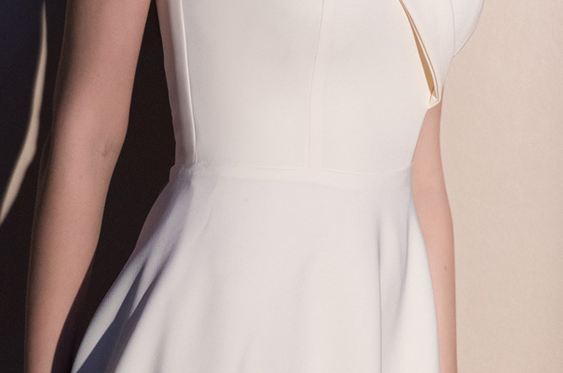 Pro-order เดรสขาว ถ่ายพรีเวดดิ้ง ปาดไหล่ (ซิปหลัง)