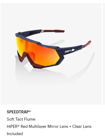 แว่นตา 100% SPEEDTRAP® Soft Tact Flume น้ำเงิน-แดง +เลนส์ใส