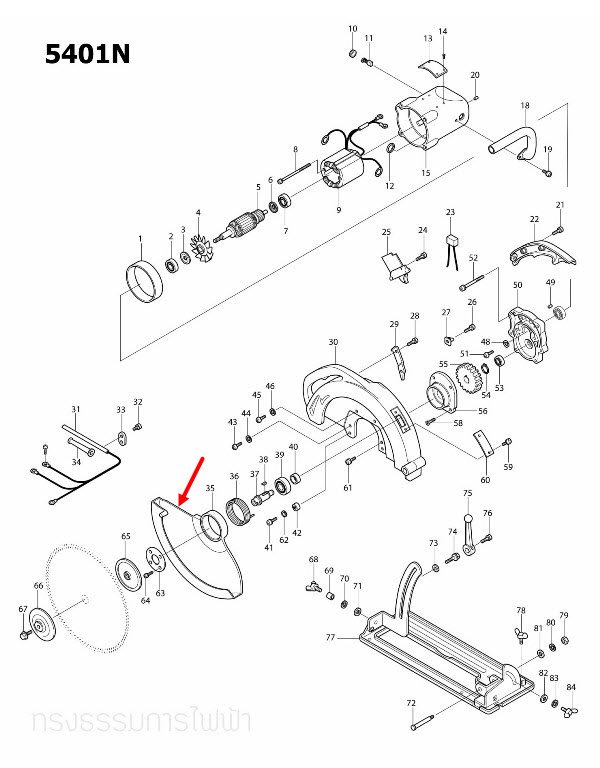 SAFETY COVER เลื่อยวงเดือน Makita มากีต้า 5401N [#35] Pn.312539-4 (แท้) ##