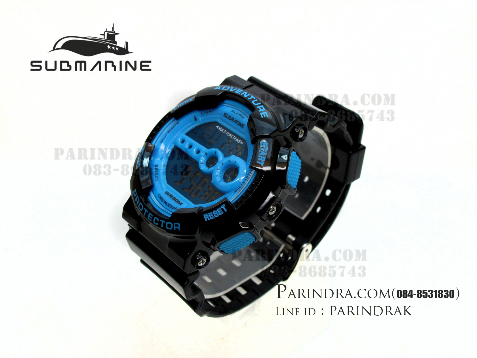 นาฬิกา US submarine รุ่น TP1282M สีดำ-หน้าปัดฟ้า พื้นหลังฟ้า