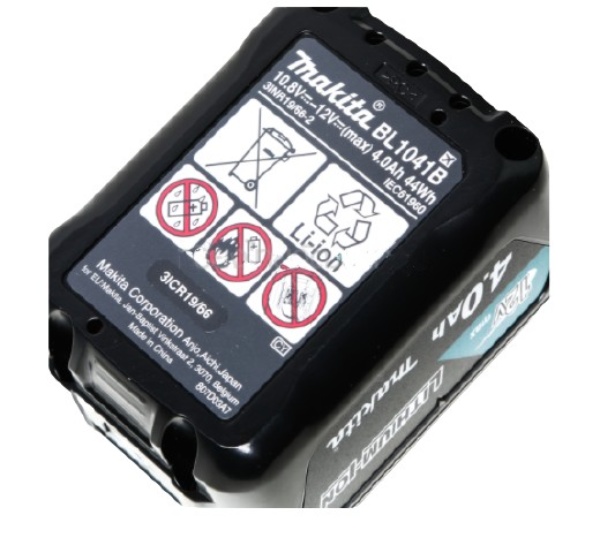 แบตเตอรี่ ลิเธียมไอออน 12 โวลต์ ความจุ 4.0 แอมป์ รุ่น BL1041B ใช้กับเครื่องชาร์จแบตมากีต้า รุ่น DC10WD, DC10SB Pn.632F63-0 (แท้) ##(*)