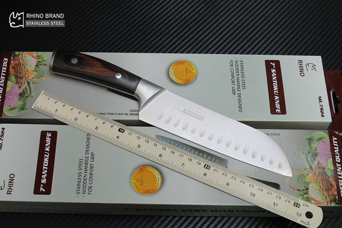 มีดทำครัวซันโตกุ RHINO BRAND PREMIUM No.7924 SANTOKU KNIFE แสตนเลส ของแท้ 100%