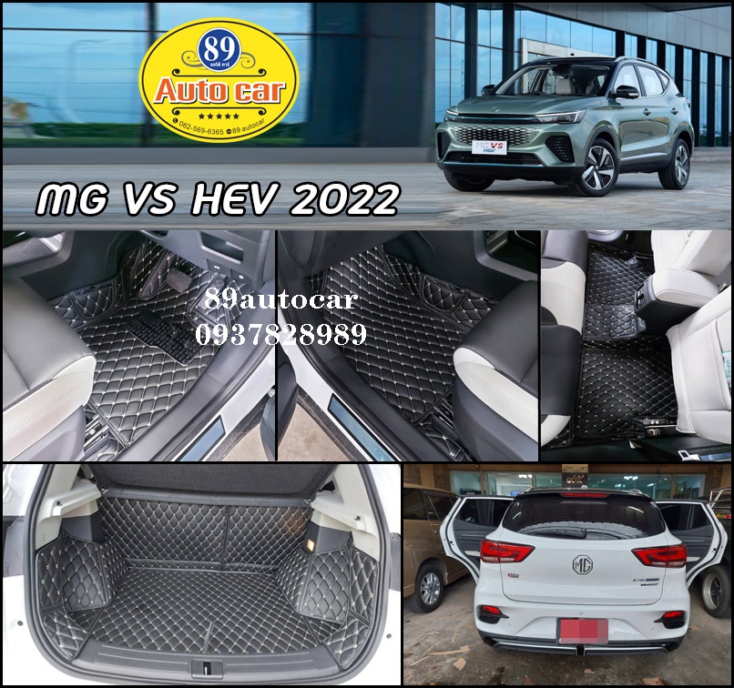 พรมปูพื้นรถยนต์ MG VS HEV 2022 ปูพรม6D สีดำด้ายทอง เต็มคัน รวมซุ้มล้อ