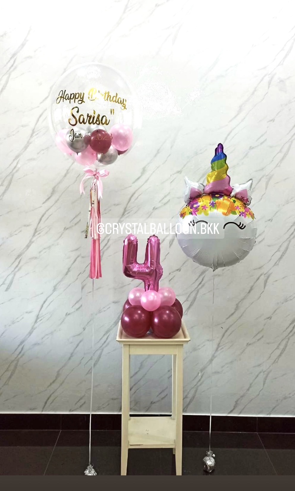 ลูกโป่ง วันเกิดเด็ก Bubble USA 24" Theme ชมพู พร้อม ฟอยล์ตัวเลข ขนาด 16" ตั้งฐาน 1 ชิ้น พร้อมตกแต่ง ฟอยล์ Unicorn 1 ชิ้น สามารถเปลี่ยนสีลูกโป่ง/เปลี่ยนข้อความ/เปลี่ยนสี-ฟอยล์ตัวเลข/เปลี่ยนฟอยล์ตกแต่งได้