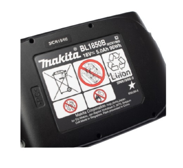แบตเตอรี่ ลิเธียมไอออน 18 โวลต์ ความจุ 5.0 แอมป์ Makita รุ่น BL1850B Pn.632M80-2(199282-0) (แท้) ##