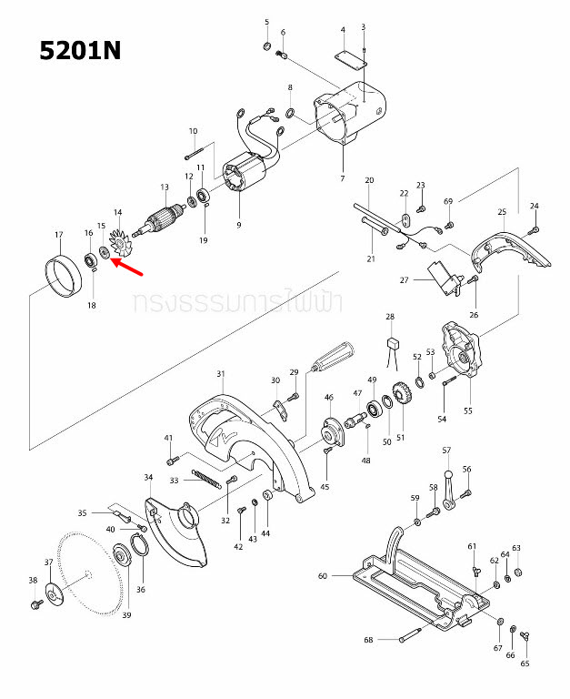 DUST SEAL 15 เลื่อยวงเดือน Makita มากีต้า HM1201 [#84], 2414 [#41], 3501N [#17], 5103N [#16], 5201N [#15], 5401N [#3], 5402 [#42] Pn.213202-1 (แท้) ##(*)