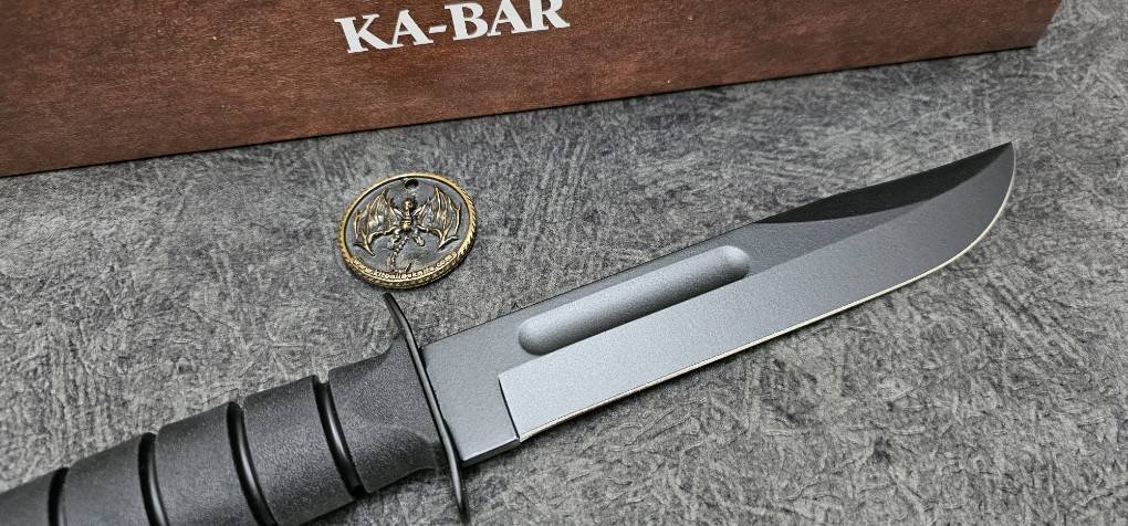 Ka-Bar Bowie Full-Size Knife Black GFN Sheath (7" Black)
