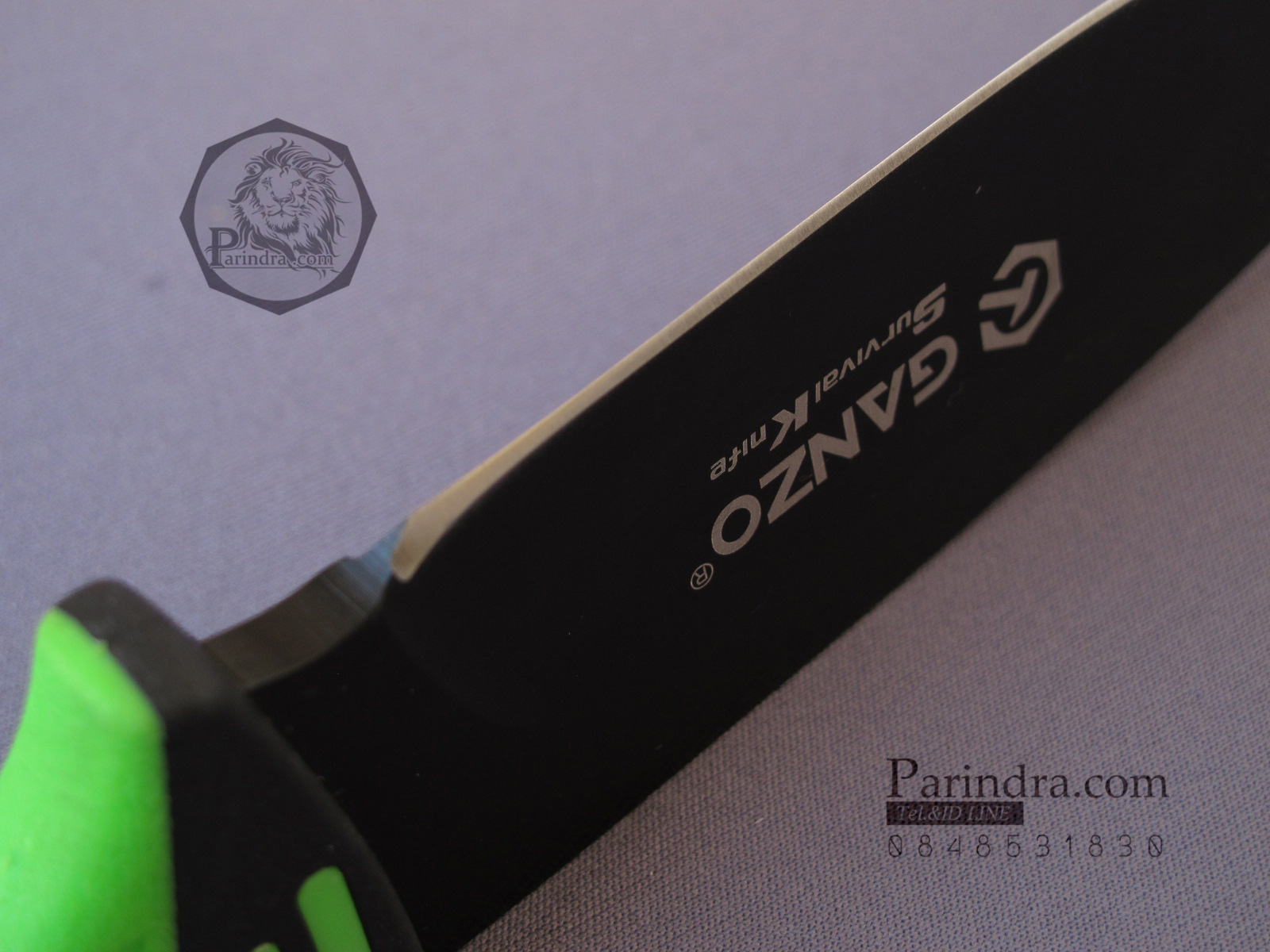 มีดใบตายเดินป่า Ganzo Hunting Survival Knife กานโซ่ รุ่น G-801 LG สีเขียวอ่อนตัดดำ ของแท้ 100%