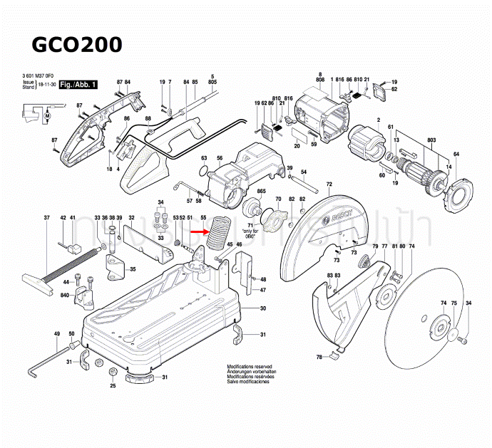 แถบสัมผัส เครื่องตัดเหล็ก BOSCH รุ่น GCO14-24, GCO14-24J, GCO200, GCO220, GCO240 Pn.1609B03619 (แท้-สั่ง)