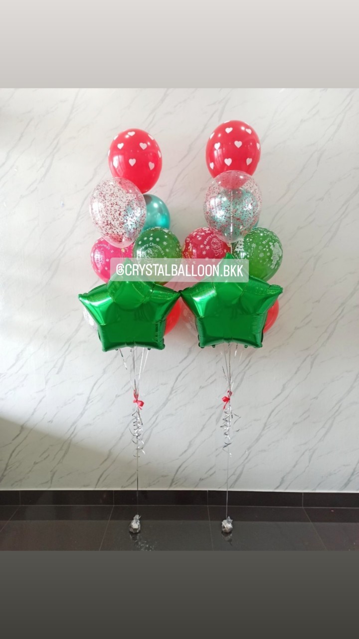 ลูกโป่ง Christmas ช่อลูกโป่งฟอยล์ดาว ขนาด 24" ช่อ 8 ลูก 2 ช่อ พร้อมตกเเต่ง สามารถเปลี่ยนลูกโป่ง/เปลี่ยนสี-ฟอยล์ตกเเต่งได้